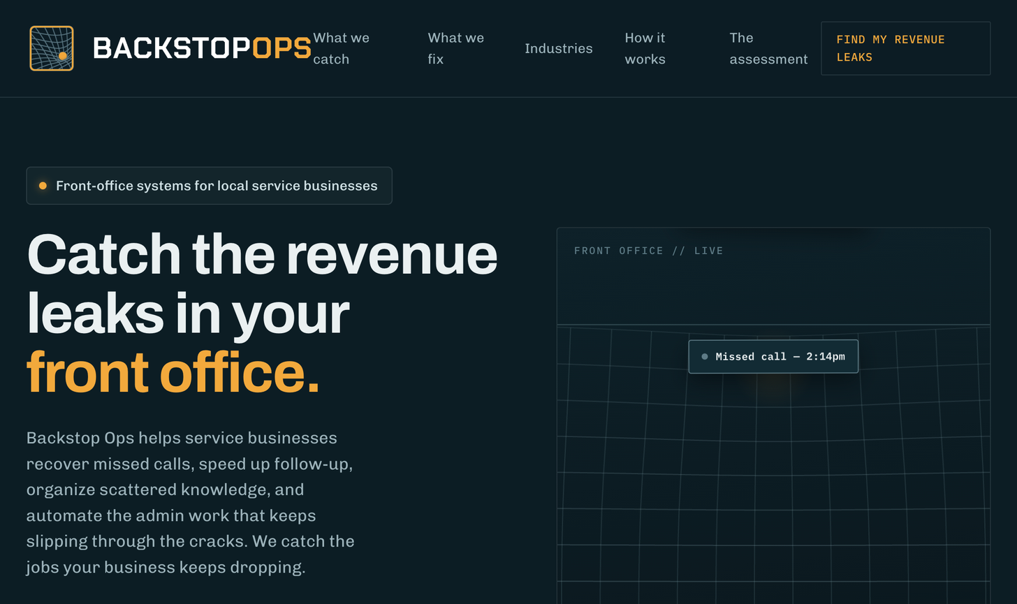 The Backstop Ops website