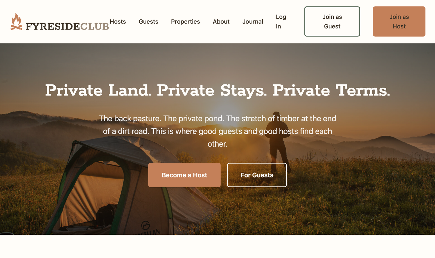 The Fyreside Club website