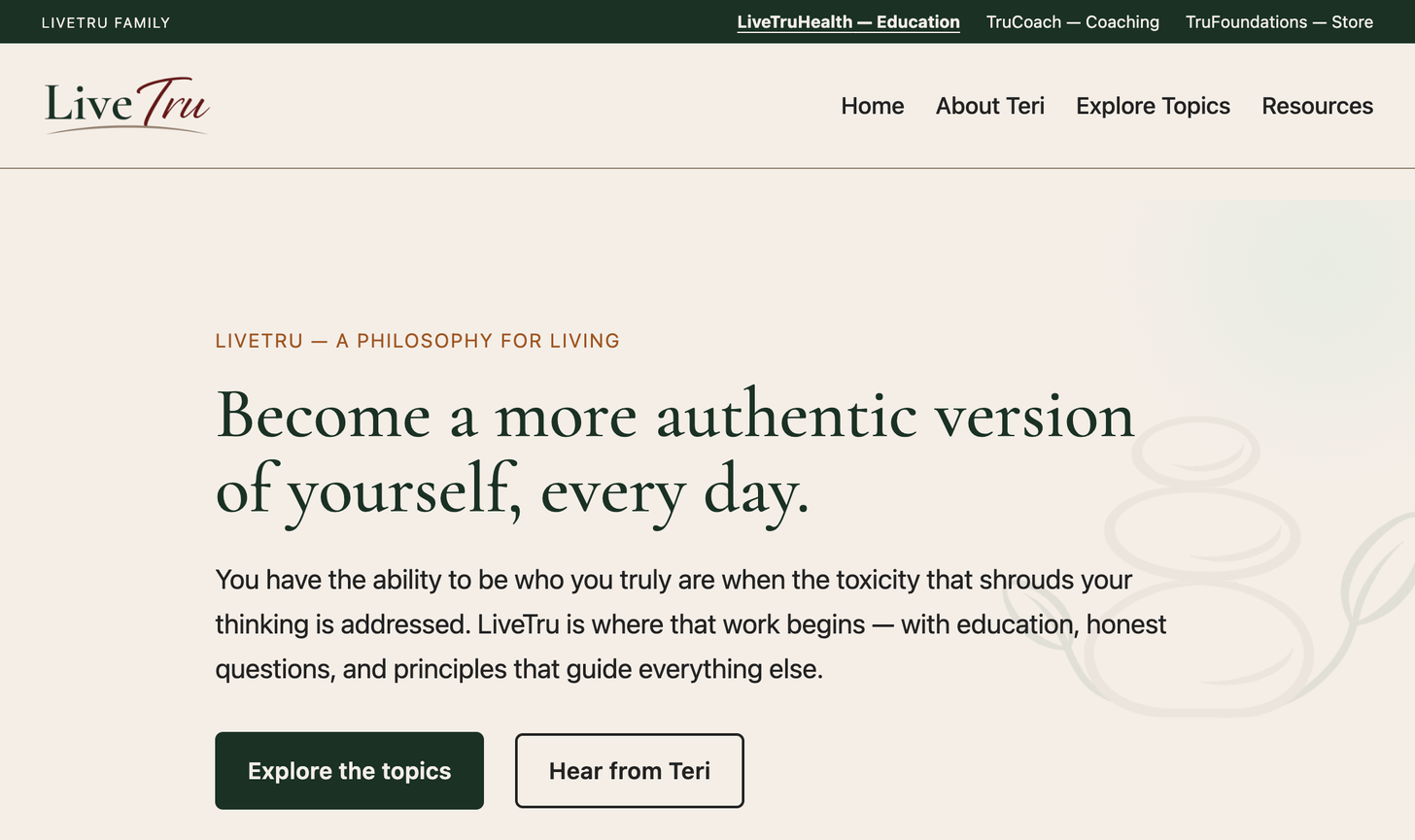 The LiveTruHealth website